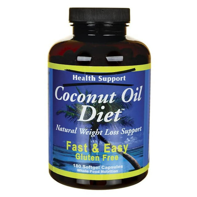Health Support Coconut Oil Diet Softgels, Caffeine Free - 180 Ea